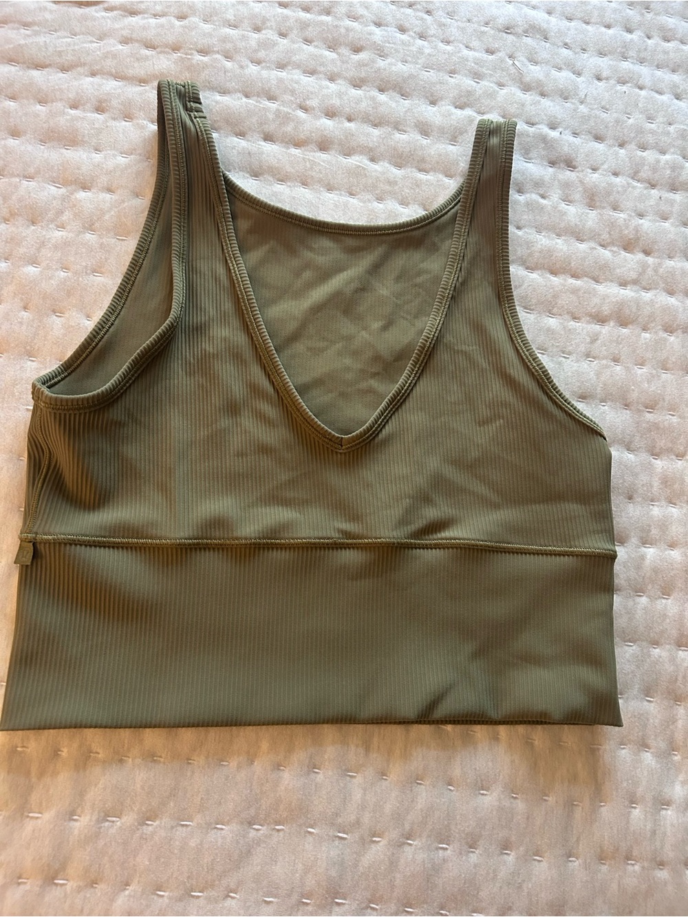 lululemon athletica Olive Green Ribbed V-Neck Sports Bra